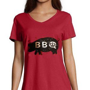 Women's Nano V-Neck BBQ Design T-Shirt